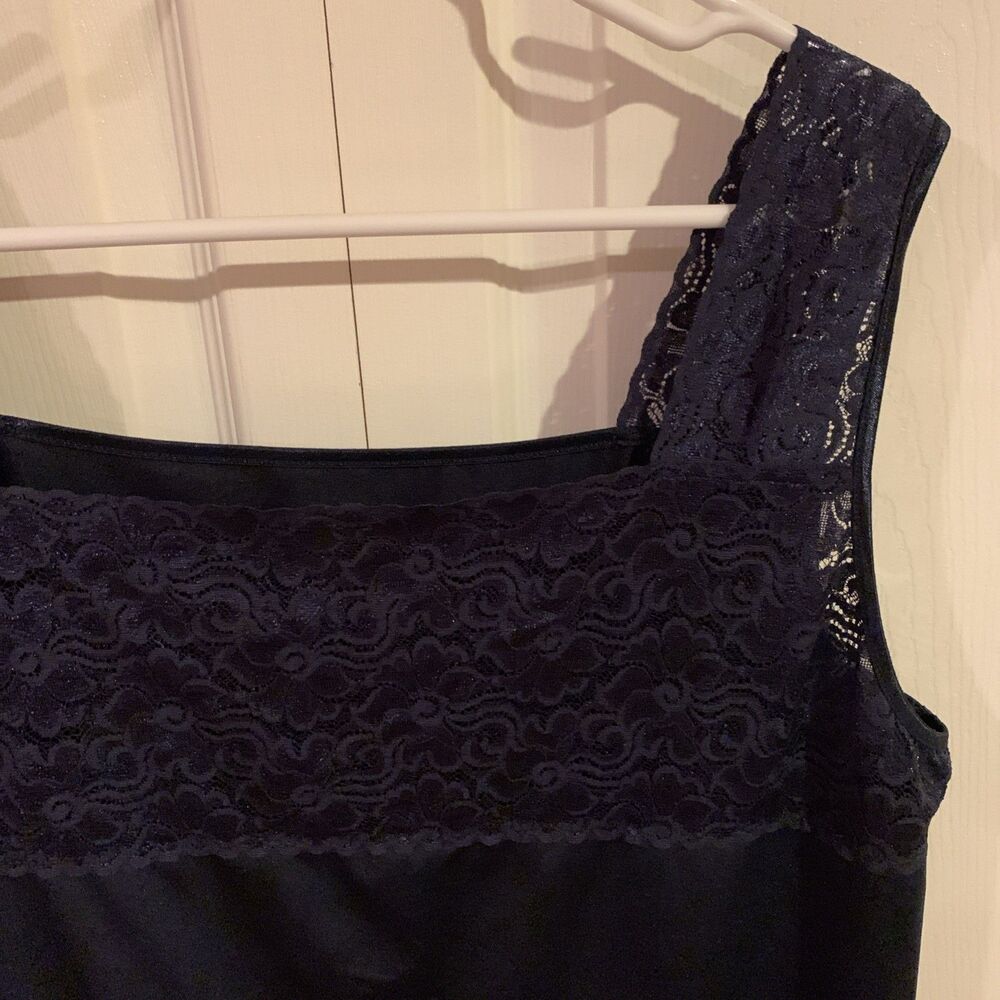 CJ Banks Lace Camisole Tank Top Womens XXL Plus Navy Blue Stretch Spandex - Picture 2 of 11